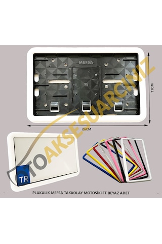 Plakalık Plastik Tak Kolay Motor Motosiklet Beyaz Çerçeveli 1 Ad