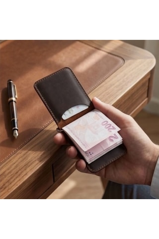 Parla Leather Cavana Hakiki Gerçek Deri Erkek Kadın Cüzdan Kartlık Taba Efektli