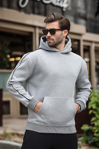 Madmext Grimelanj Kapüşonlu Kanguru Cep Erkek Sweatshirt E7163 Grimelanj