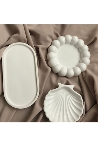 Dekoratif Tabak 3 Lü Oval & Baloncuk Set