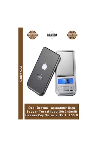 Özel Üretim Taşınabilir Ölçü Seyyar Terazi Ipod Görünümlü Hassas Cep Terazisi Tartı 200 G