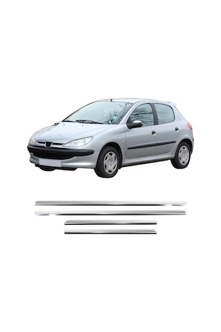 Peugeot 206 Uyumlu 1998-2012 Krom Cam Çıtası 4 Parça Paslanmaz Çelik