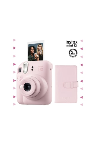Fujifilm Instax Mini 12 Fotoğraf Makinesi + 96'lı Laporta Albüm Seti Pembe