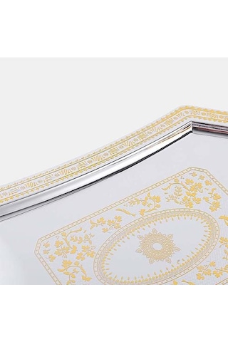 Metal Depolama Tepsi Takı Ekran Plakası Retro Tatlı Meyve Kek Plaka Dekor İçin Saplı Otel Cafe Servis Tepsisi Depolama Tepsileri Gold-s Ahşap - Beyaz