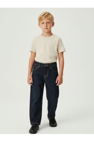 Zekids Erkek Çocuk Geniş Paça Denim Pantolon-16640 Renkli