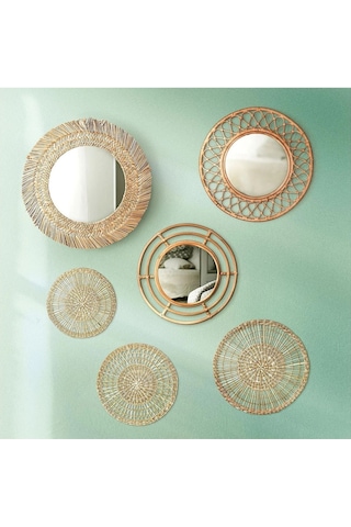 Grınsbol Rattan 55 Cm Duvar Aynası Dekorasyon Naturel