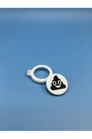 Mini Emoji Apple Uyumlu AirTag Kılıfı - Gizli Takip Tutucu Anahtarlık 3d Baskılı, Beyaz/siyah Şık Tasarım Poop