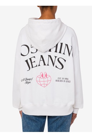 Moschino Jeans Beyaz Kadın Kapüşon Baskılı Sweatshirt A1701-2002