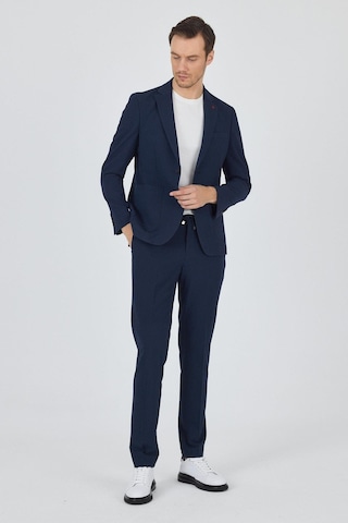 İmza Koyu Lacivert Gofreli Mono Yaka Esnek 6 Drop Slim Fit Classic Takım Elbise 1001250117 Koyu Lacivert