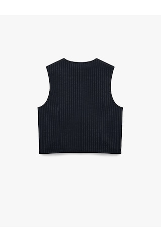 Koton Slim Fit V Yaka Metal Düğmeli Asimetrik Kesim Yelek Lacivert Çizgili 6wak30049ek Lacivert Çizgili