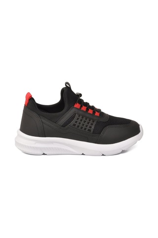 Walkway Siyah Beyaz Fileli Hafif Esnek Unisex Çocuk Spor Ayakkabı 9060 Motano F Siyah-beyaz-kırmızı