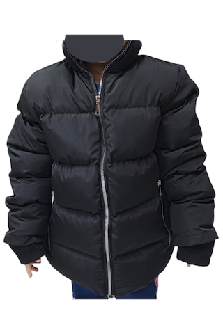 Erkek Çocuk /kız Çocuk Kapüşonsuz Fermuar Cepli İçi Peluş Astarlı Siyah Renk Mont Siyah