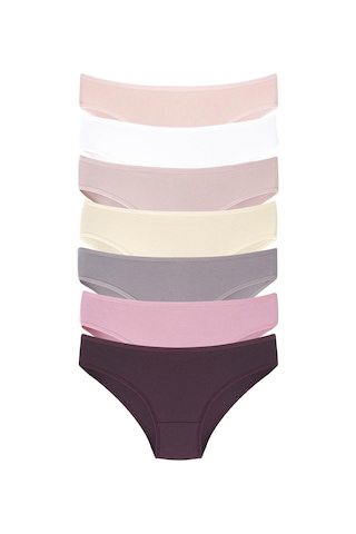Kadın Renkli Külot 7'li Paket Pamuklu Likralı Esnek Ve Yumuşak Kumaş PEMB