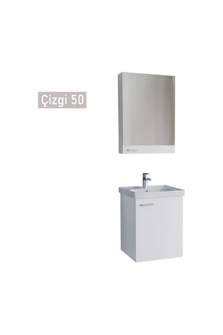 Çizgi 50 Cm Beyaz Mdf Banyo Dolabı Beyaz