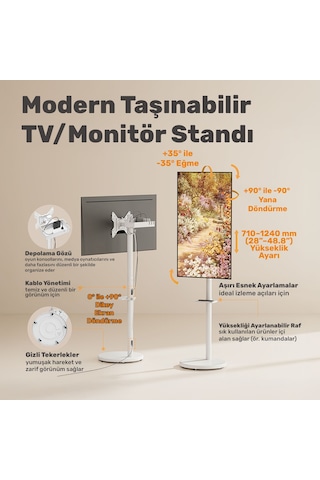 Npo Std3822twe 17"- 43" Vesa Tekerlekli Dikey/yatay Dönebilen Mobil Monitör/tv Standı