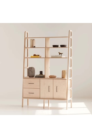 Woodesk Violet, Ahşap Kitaplık Ve Raf Ünitesi, Natural Renk