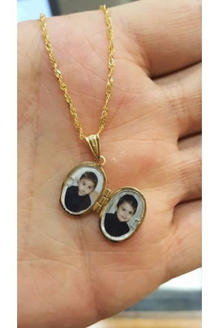 Sembolgold Altın Resimli Kolye Doç Zincirli Oval Rsm-262