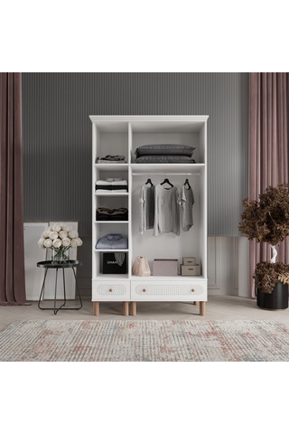 Beenal Furkan Gardırop 3 Kapaklı Dolap 120cm Beyaz-beyaz