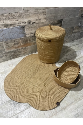 Banyo Takımı ,banyo Seti ,kirli Sepeti ,paspas Takımı ,oval Sepet ,çamaşır Sepeti ,dekor Banyoseti Altın-düz Siyah-Gold