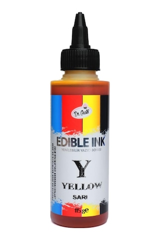 Yenilebilir Yazıcı Gıda Mürekkebi Sarı 115 Ml Pasta Baskı Ve Gıda Yazıcı Mürekkebi