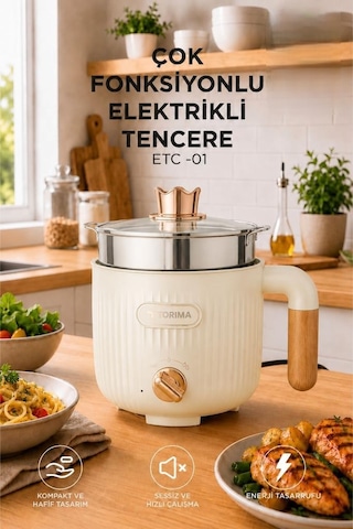 Torima ETC01 600 W Çok Fonksiyonlu Elektrikli Çelik Tencere