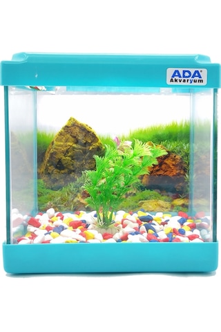 Ada Akvaryum Mini Akvaryum Seti Mavi 20 x 20 x 15 CM