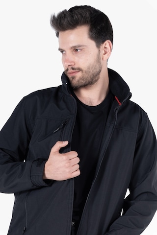 Gizli Kapüşonlu Softshell Mont Siyah