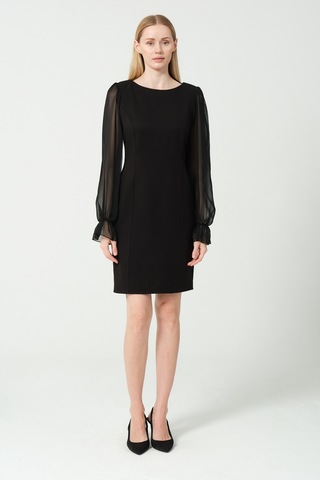 Şifon Kol Detay Mini Elbise Siyah