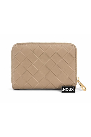 Noux Premium Örgü Desenli Fermuarlı Cüzdan Bej