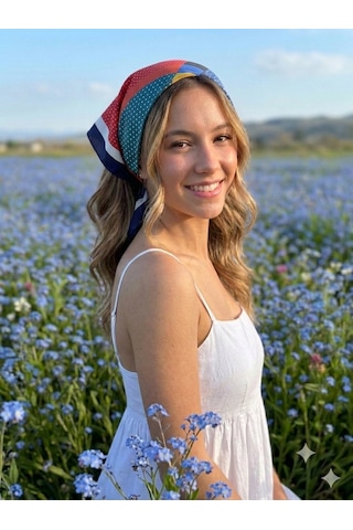 Trend Dokunuş Kadın 50-50 Saten Dört Farklı Renkte Kombinleyeceğiniz Fular Bandana Çok Renkli