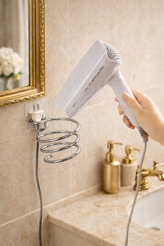 Alper Banyo Krom Güçlü Yapışkanlı Fön Makinesi Askısı