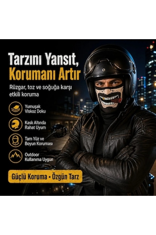Womanandkids Wak Unisex Bıyık Puro Baskılı Balaklava 1 Adet Tek Beden Viskoz Kask İçi Motosiklet Maskesi Siyah