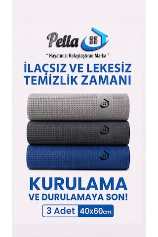 Pella Classic Mikrofiber Temizlik Bezi 3'lü 60 x 40 CM