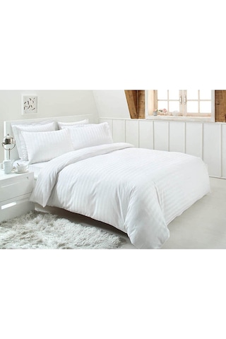 Özdilek Line Çift Kişilik Saten Nevresim Takımı Beyaz 200 x 220