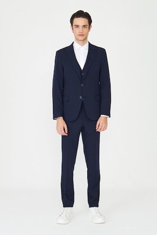 Lacivert Klasik Yaka Modern Slim Fit Yelekli Takım Elbise Laci