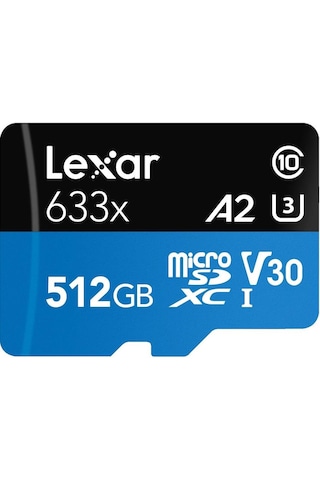 Lexar High Performance 633X 512 GB MicroSDXC Class 10 V30 UHS-I Hafıza Kartı + Adaptör