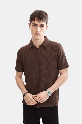 Backandbond Kahve Regular Fit Örme Polo Yaka Tişört