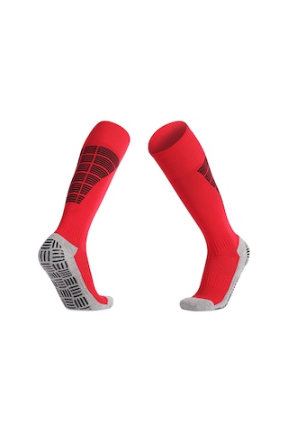 Folinda Kale Topu Uzun Çorap - Kırmızı S 29-34 - Rahat Polyester, Nefes Alıcı, Ter Emici, Kaymaz Önleyici Taban Kırmızı