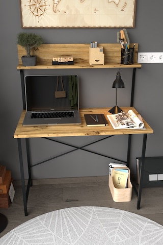 Parla Üstten Raflı Dekoratif Çalışma Masası 50x90 Cm Atlantik Çam