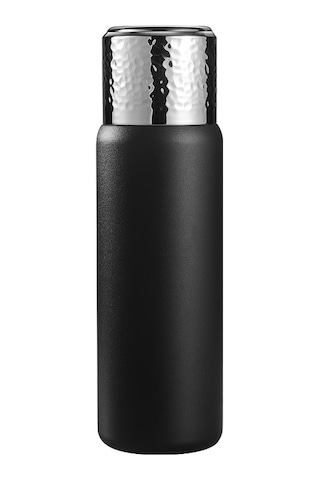 316 Paslanmaz Çelik Çay Filtreli Dövülmüş Kapaklı Termos Kahve Fincanı, Boyut: 430ml Siyah