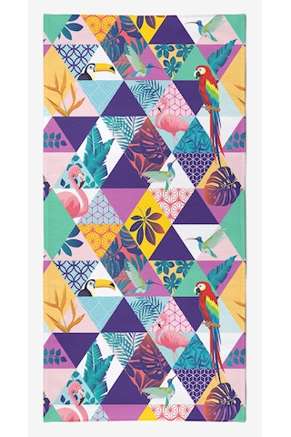 TROPICAL SUMMER Dijital Baskılı 75x150 Cm Plaj Havlusu Lacivert