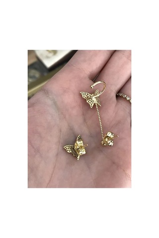 Xupıng Kırkırdak Model Kelebek Detaylı Küpe Kararmaz Altın