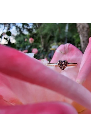 Love Kalp Şampanya Renkli Minimal Estetik 14 Ayar Altın Yüzük-Hed 552950132