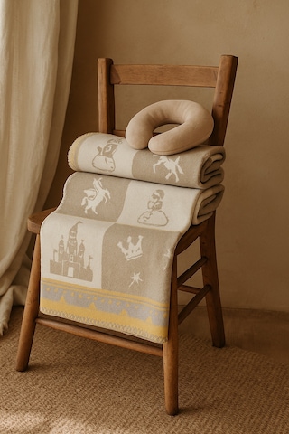 Merinos Bebek Battaniyesi + Boyunluk Kahverengi - Sarı