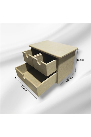 Ahşap Boyanabilir 3 Çekmeceli Takı-aksesuar Organizer Kutu