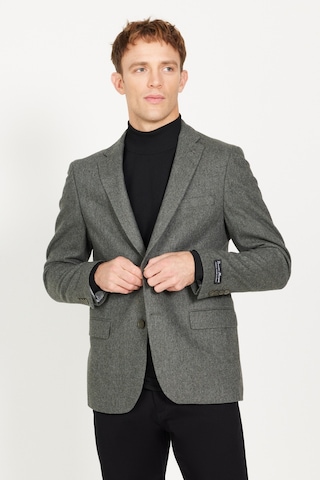 AC&Co / Altınyıldız Classics Erkek Haki Slim Fit Dar Kesim Mono Yaka Yünlü Ceket Haki