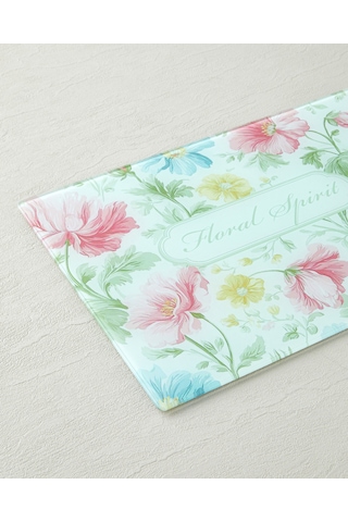 English Home Floral Spirit Cam Kesme Tahtası 25x35 Cm Pembe - Mavi