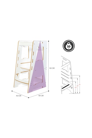 Minera Ahşap Montessori Öğrenme Kulesi / 2-6 Yaş / Beyaz