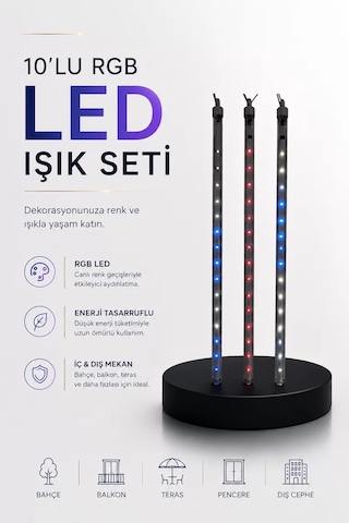 Dekoratif Ortam Aydınlatması Rgb Led 10 Lu Çubuk Seti Belirtilmemiş