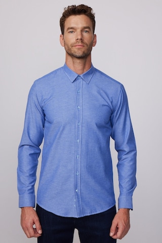 Tudors Modern Slim Fit Pamuklu Kolay Ütü Armürlü Erkek Gömlek-28379 Indıgo İndigo